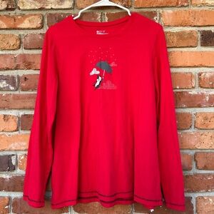 Hue Red Sleep Tee Long Sleeved Graphic Print Size 1X